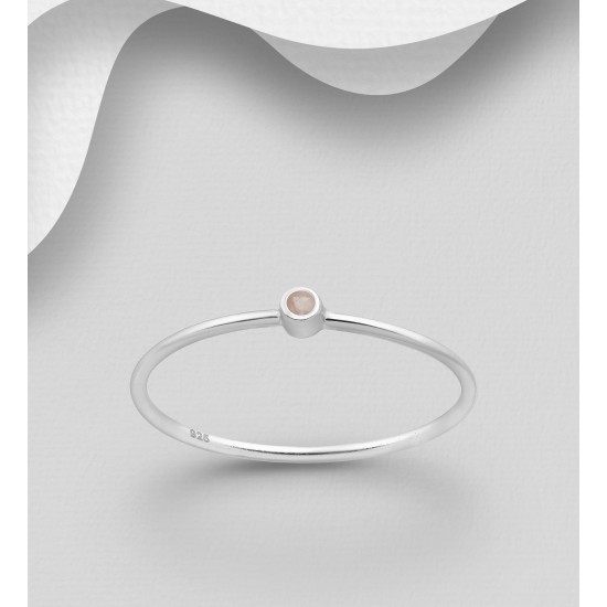 Bague solitaire argent 925, ornée de quartz rose Bague solitaire argent 925, ornée de quartz rose