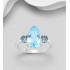 Bague en argent 925, décorée de topaze blue London et de topaze bleu ciel 