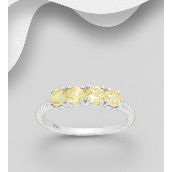 Bague en argent 925, ornée de citrine 