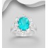 Bague argent 925, décorée de topaze Paraiba et de topaze blanche 