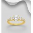 Bague argent 925 ornée de diamants simulés CZ, plaquée d'or jaune 1 micron 18 carats