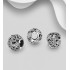 Beads Ancre oxydée, croix et cœur  argent  925, ornée de diamants simulés CZ 