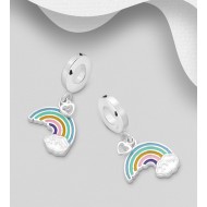 Beads arc-en-ciel argent 925, décorée d'émail coloré