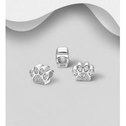 Beads de patte argent 925, décorée de diamants simulés CZ