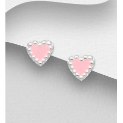 Boucles d'oreilles cœur  argent 925 Rose claire