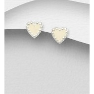 Boucles d'oreilles cœur  argent 925 Blanc