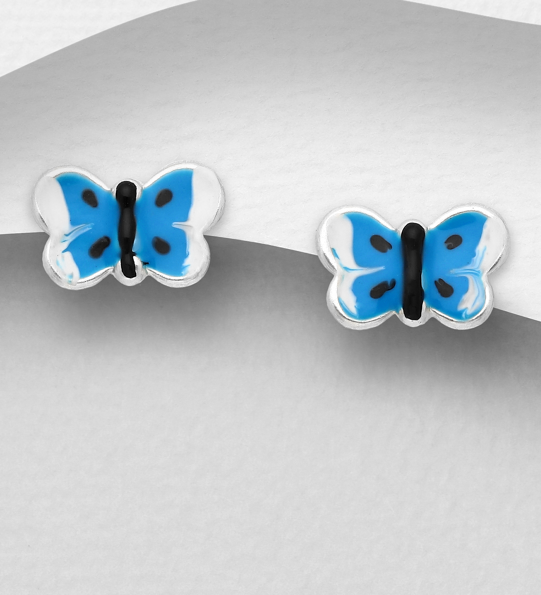 10 paire plastique non-allergène Plaqué Argent Papillon Boucle d'oreille dos 11x6mm 