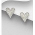 Boucles d'oreilles en forme de cœur argent 925, décorées d'émail Gris