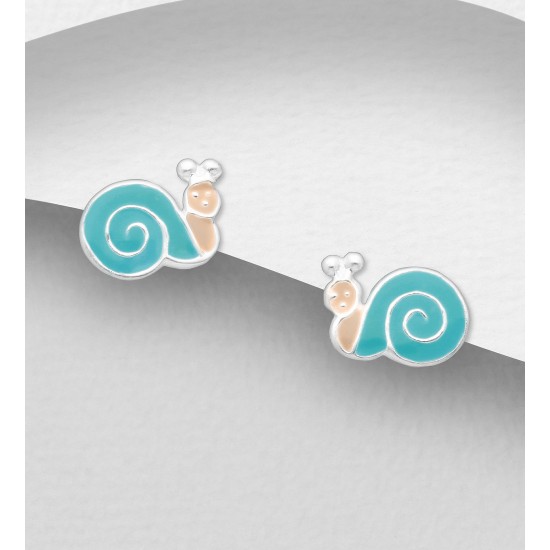 Boucles d'oreilles escargot argent 925,  d'émail coloré 2