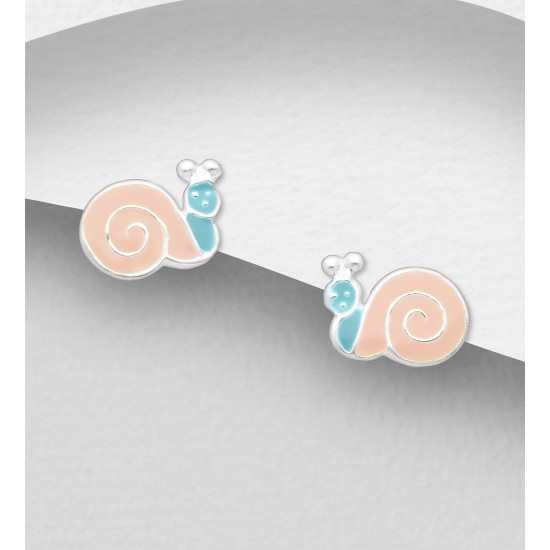 Boucles d'oreilles escargot argent 925,  d'émail coloré 3