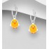 Boucles d'oreilles Poussin en argent 925, décorées d'émail coloré 