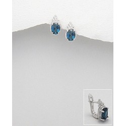 Boucles d'oreilles argent 925, avec Topaze blue London