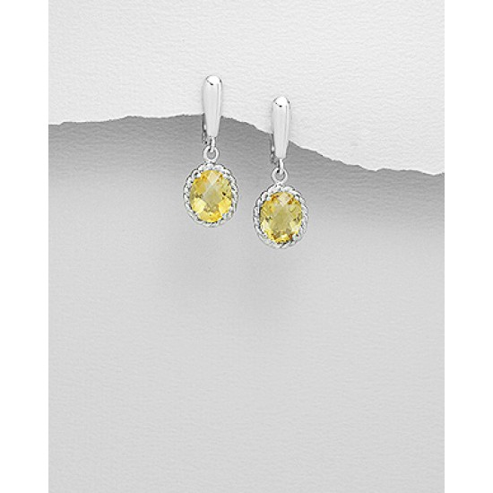 Boucles d'oreilles argent 925, ornées d'une Citrine