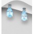 Boucles d'oreilles  en argent 925, décorées de topaze blue London et topaze bleu ciel