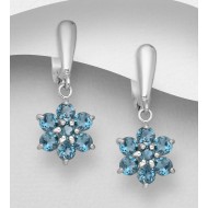 Boucles d'oreilles en argent 925, ornées de topaze blue London