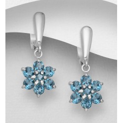 Boucles d'oreilles en argent 925, ornées de topaze blue London