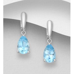 Boucles d'oreilles en argent 925, ornées de topaze bleu ciel