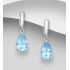 Boucles d'oreilles en argent 925, ornées de topaze bleu ciel