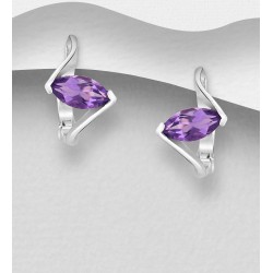 Boucles d'oreilles en argent 925, décorées d'améthyste 