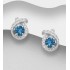 Boucles d'oreilles Omega argent 925, ornées de topazes bleues suisses et de diamants simulés CZ 