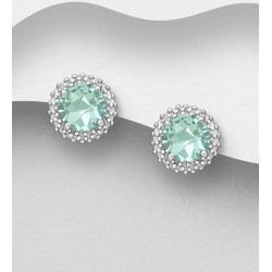 Boucles d'oreilles argent 925 Rhodié ornées de divers diamants simulés CZ colorés
