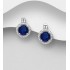 Boucles d'oreilles Halo argent 925 ornées de diamants simulés CZ Bleu