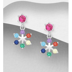 Boucles d'oreilles push-back en argent 925 CZ colorés 