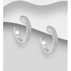 Boucles créoles push-back en argent sterling 925, ornées de diamants simulés CZ