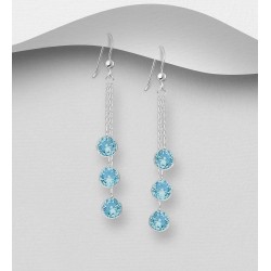 Boucles d'oreilles argent 925, décorées de diamants simulés CZ colorés