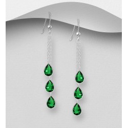 Boucles d'oreilles en argent sterling 925, décorées de diamants simulés CZ colorés