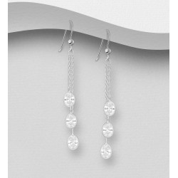 Boucles d'oreilles argent 925, décorées de diamants simulés CZ colorés