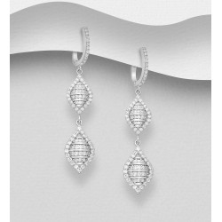 Boucles d'oreilles argent 925 ornées de diamants simulés CZ