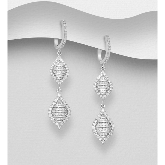 Boucles d'oreilles argent 925 ornées de diamants simulés CZ