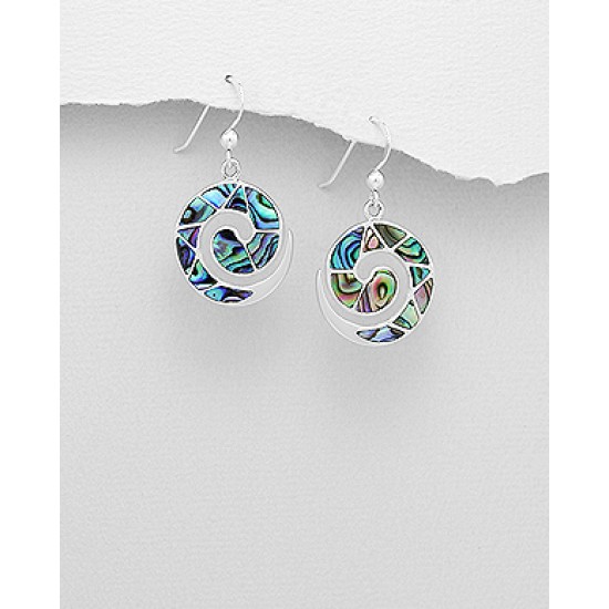 Boucle d'oreille spirale abalone et argent 925e/000