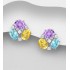 Boucles d'oreilles push-back en argent 925, décorées de pierres précieuses et CZ