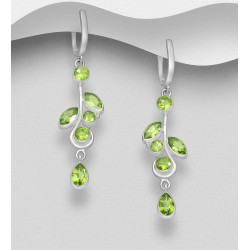 Boucles d'oreilles argent 925, ornées de péridot