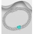 Bracelet chaîne argent 925 Rhodié avec cœur et maillons, orné  de diamants simulés CZ colorés