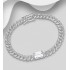 Bracelet chaîne argent 925 Rhodié avec cœur et maillons, orné de diamants simulés CZ