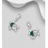 Charms tortue en argent sterling 925, orné de diamants simulés CZ et d'émail Verte