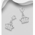 Charms couronne argent 925, ornée de diamants simulés CZ