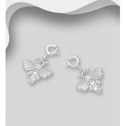 Charms abeille en argent sterling 925, ornée de diamants simulés CZ