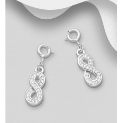 Charms infini argent 925, décoré de diamants simulés CZ