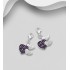 Charms cœur et ailes argent 925, ornée de diamants simulés CZ Violet