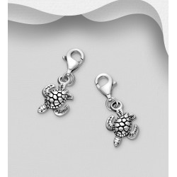 Charms Tortue Oxydée Argent 925