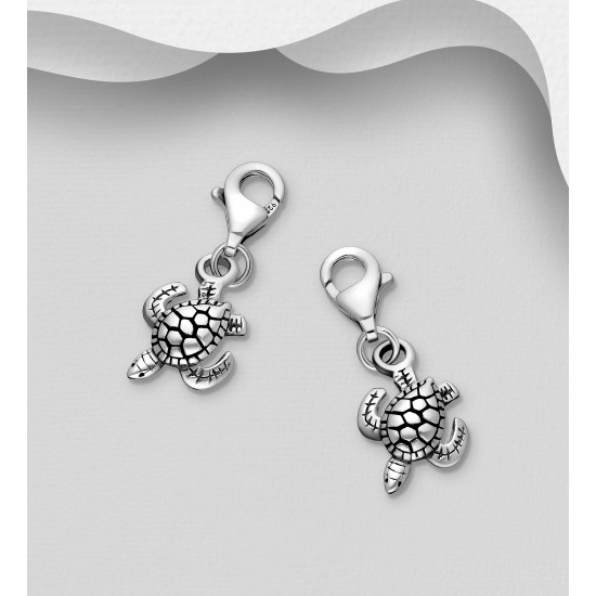 Charms Tortue Oxydée Argent 925