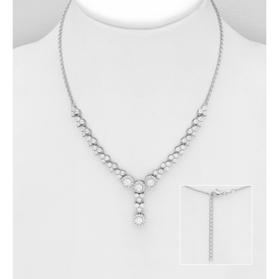 Collier en argent sterling 925, orné de diamants simulés CZ 