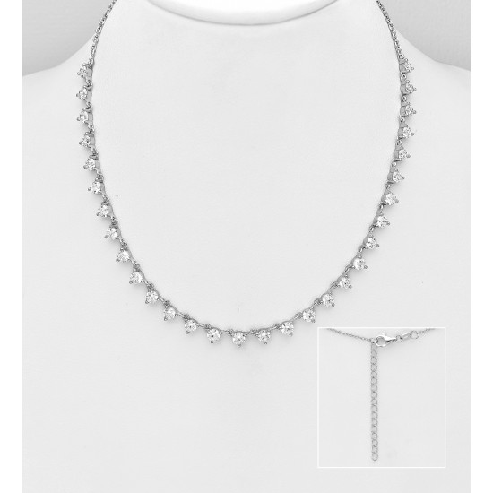 Collier en argent sterling 925, orné de diamants simulés CZ