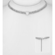 Collier ras du cou à maillons argent 925, Rhodié décoré de diamants simulés CZ Blanc