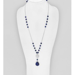Collier en Argent Sterling 925, Perlé de Lapis Lazulis