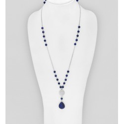 Collier en Argent Sterling 925, Perlé de Lapis Lazulis